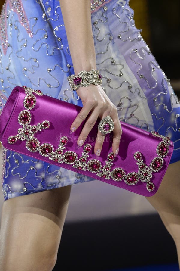 A model walks the runway at the Moschino show at Milan Fashion Week Autumn/Winter 2019/20 stock photo A model walks the runway at the Moschino show at Milan Fashion Week Autumn/Winter 2019/20 stock photo