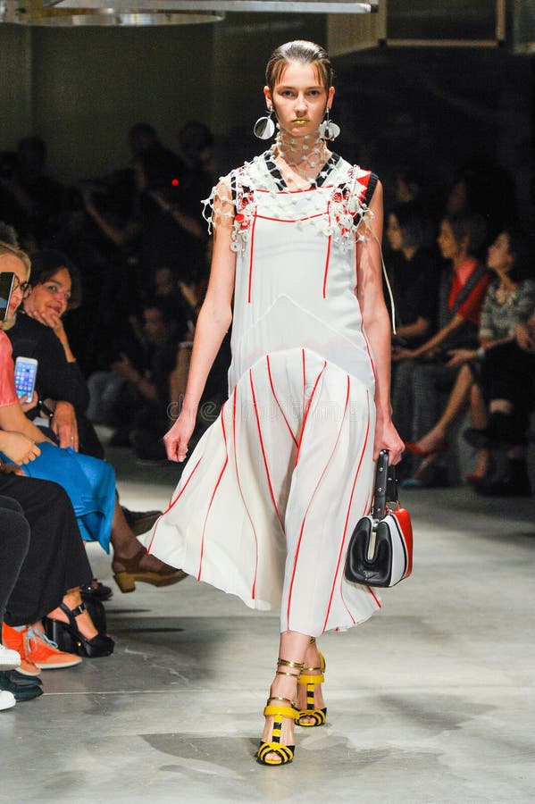 A Model Walks the Runway during the Prada Fashion Show Editorial Stock ...