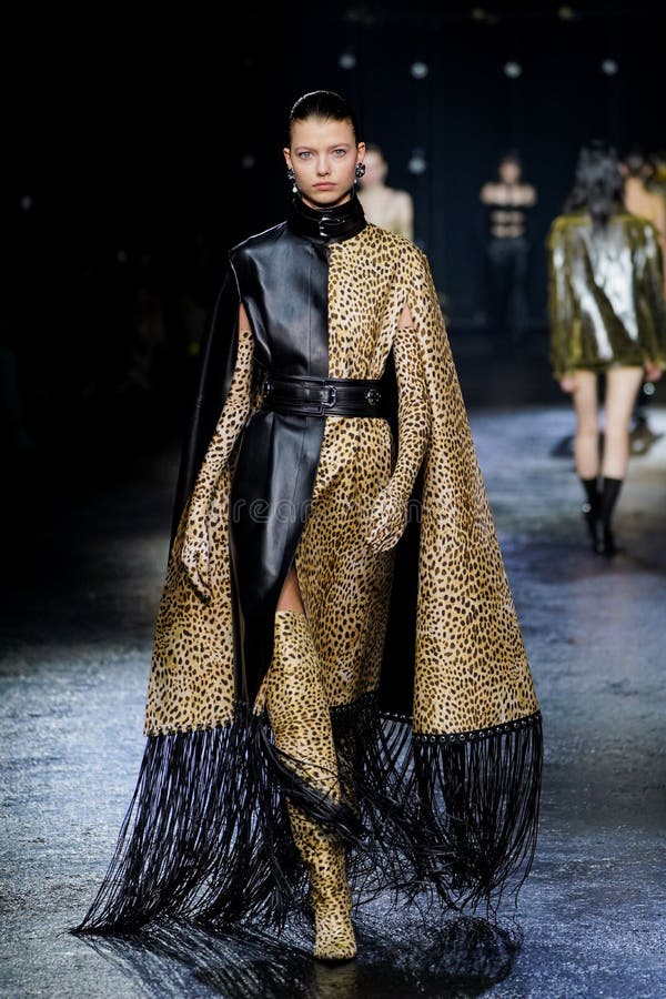 A Model Walks the Runway at the Roberto Cavalli Fashion Show Editorial ...