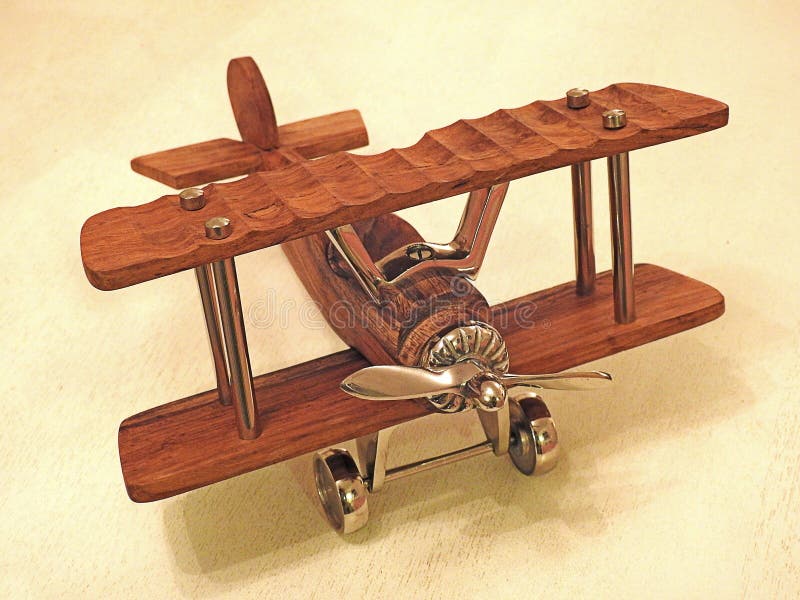 Model wooden toy aeroplane biplane vintage