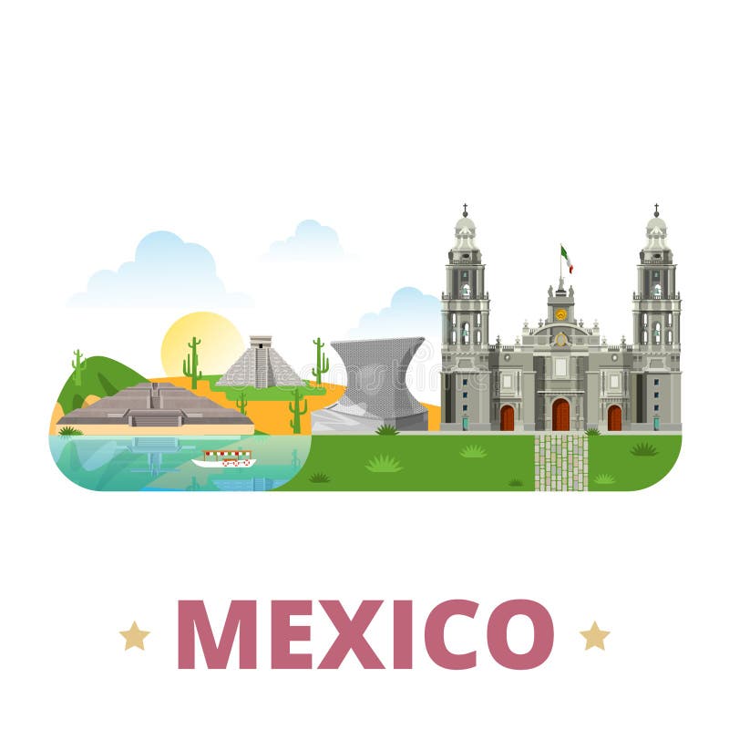 Model țară Mexico design șablon desen cu design plat stock illustration