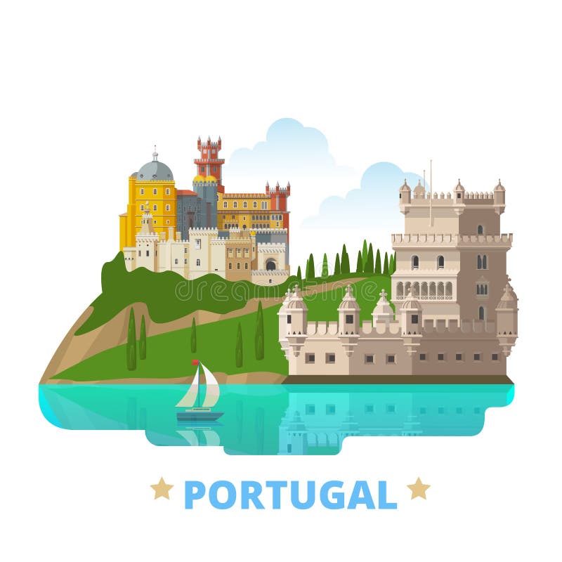 Model țară portugalia design șablon plat desene animate vector illustration