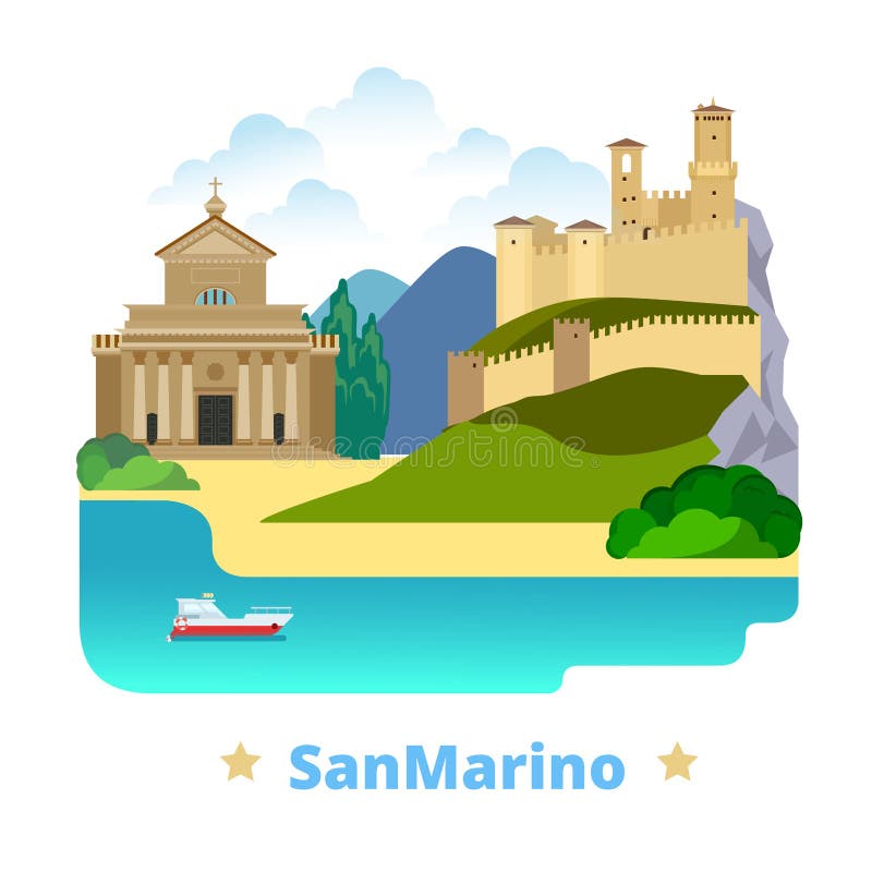 Model țară San Marino model schiță plat vector illustration