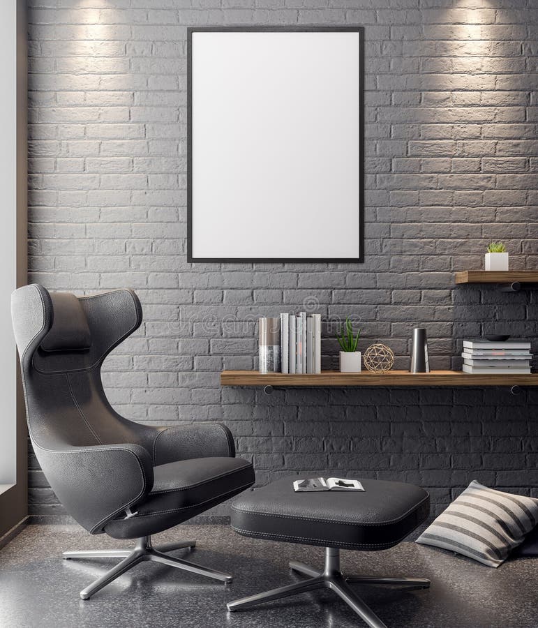 Modelaffiche in de binnenlandse, 3D illustratie van een modern ontwerp vector illustratie Modelaffiche in de binnenlandse, 3D illustratie van een modern ontwerp vector illustratie