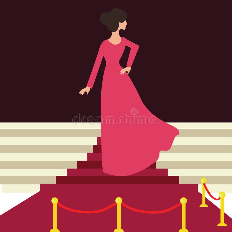 Modelberoemdheid op het rode wijfje van de tapijtvrouw van achter mooie ingang vector illustratie Modelberoemdheid op het rode wijfje van de tapijtvrouw van achter mooie ingang vector illustratie