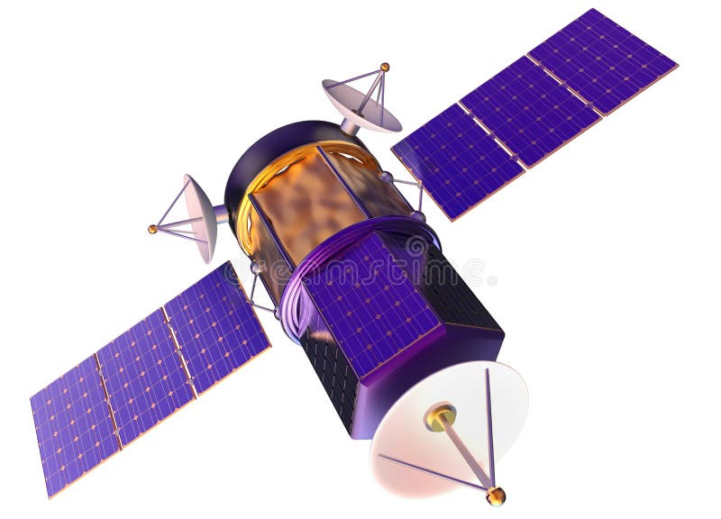 Modell 3D eines künstlichen Satelliten der Erde vektor abbildung Modell 3D eines künstlichen Satelliten der Erde vektor abbildung