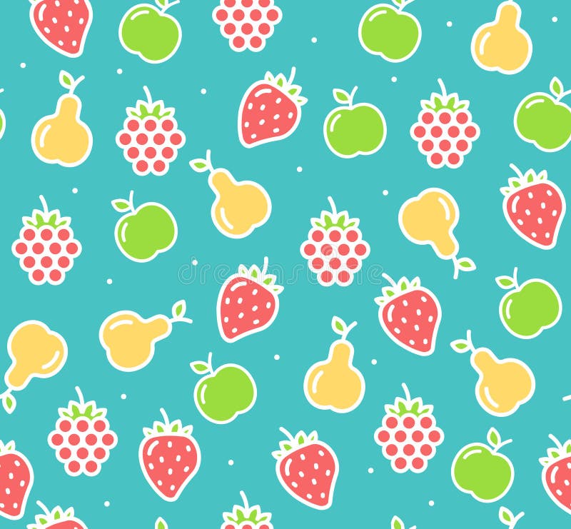 Modell för Apple, jordgubbe- och päronfruktbakgrund vektor royaltyfri illustrationer