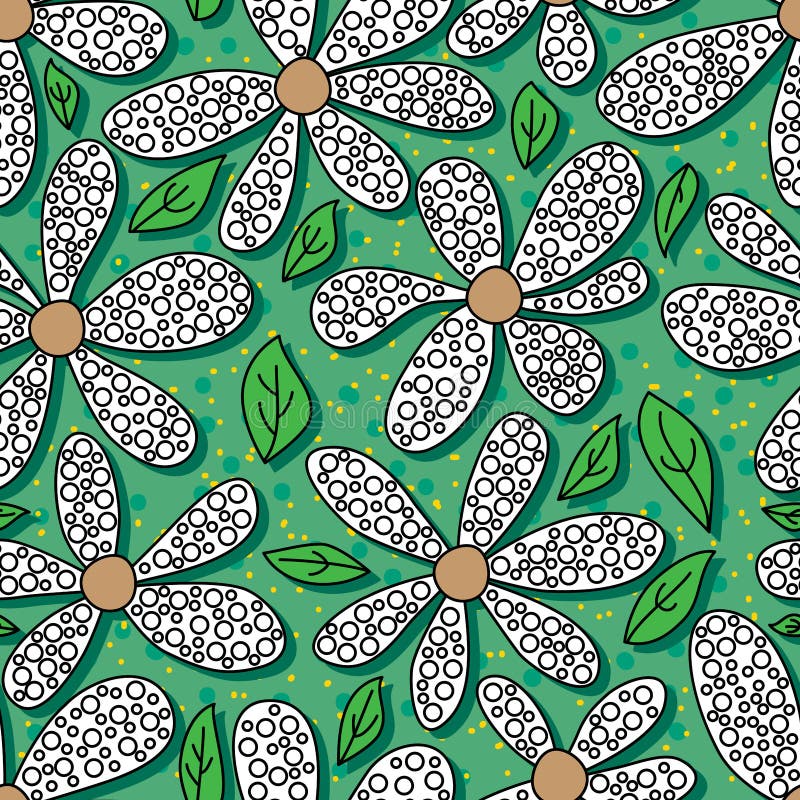 Modell för bakgrund för blommafärgläggninggräsplan sömlös vektor illustrationer Modell för bakgrund för blommafärgläggninggräsplan sömlös vektor illustrationer