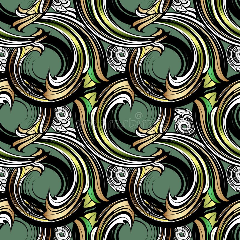 Modell för barock vektor för spiral sömlös Modern dekorativ geome stock illustrationer
