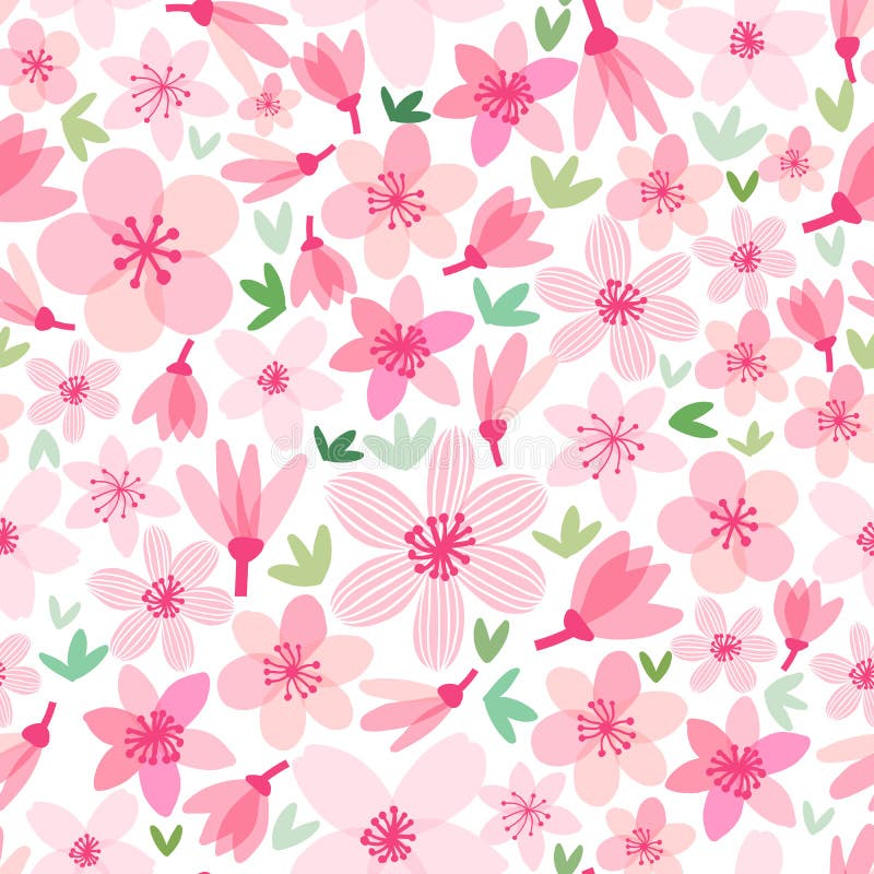 Modell för körsbärsröd blomning för vektor sömlös Sakura bakgrund stock illustrationer Modell för körsbärsröd blomning för vektor sömlös Sakura bakgrund stock illustrationer