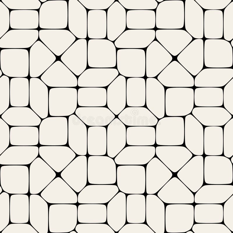 Modell för mosaisk trottoar för vektor sömlös svartvit royaltyfri illustrationer