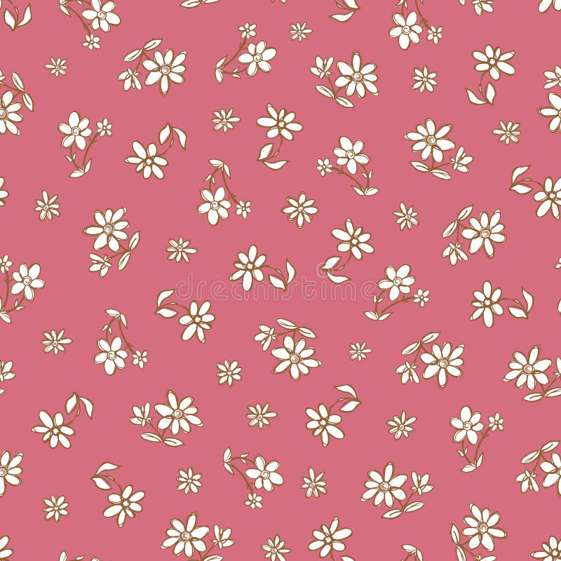 Modell för repetition för blommor för mörk rosa hand för vektor utdragen Passande för gåvasjal, textil och tapet stock illustrationer Modell för repetition för blommor för mörk rosa hand för vektor utdragen Passande för gåvasjal, textil och tapet stock illustrationer
