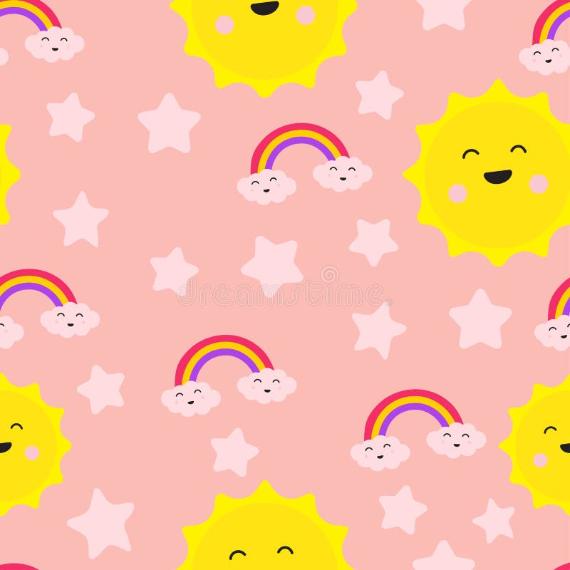 Modell för repetition för för molnregnbågestjärna och sol gullig sömlös, glädje för skrattgyckelomsorg, förälskelse för två, illu royaltyfri illustrationer Modell för repetition för för molnregnbågestjärna och sol gullig sömlös, glädje för skrattgyckelomsorg, förälskelse för två, illu royaltyfri illustrationer