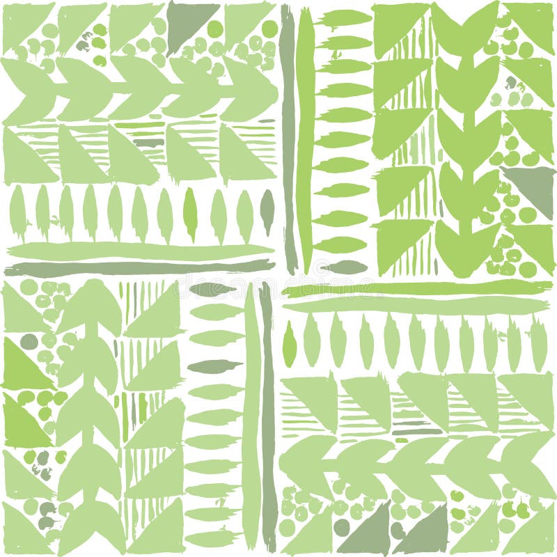 Modell för vektor för utdragen grön stam- patchwork för hand sömlös royaltyfri illustrationer Modell för vektor för utdragen grön stam- patchwork för hand sömlös royaltyfri illustrationer