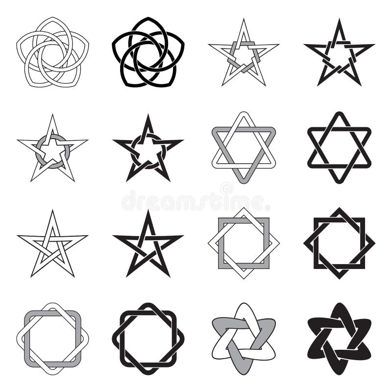 Collection of decorative Celtic Stars patterns isolated on white background. Collection of decorative Celtic Stars patterns isolated on white background.