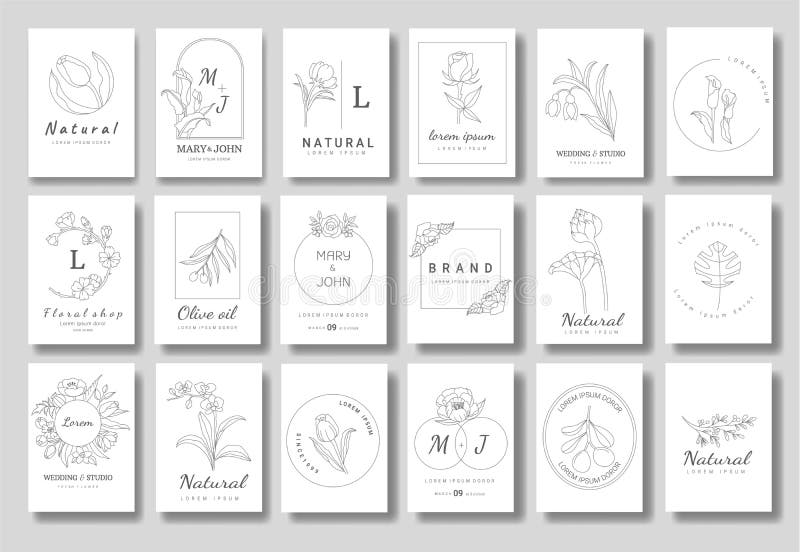 Modelli di logo floreale Premium per matrimonio, logo, banner, badge, stampa, prodotto, pacchetto illustrazione vettoriale illustrazione di stock Modelli di logo floreale Premium per matrimonio, logo, banner, badge, stampa, prodotto, pacchetto illustrazione vettoriale illustrazione di stock