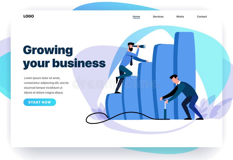 Modelli di progettazione della pagina Web per crescita di affari illustrazione di stock
