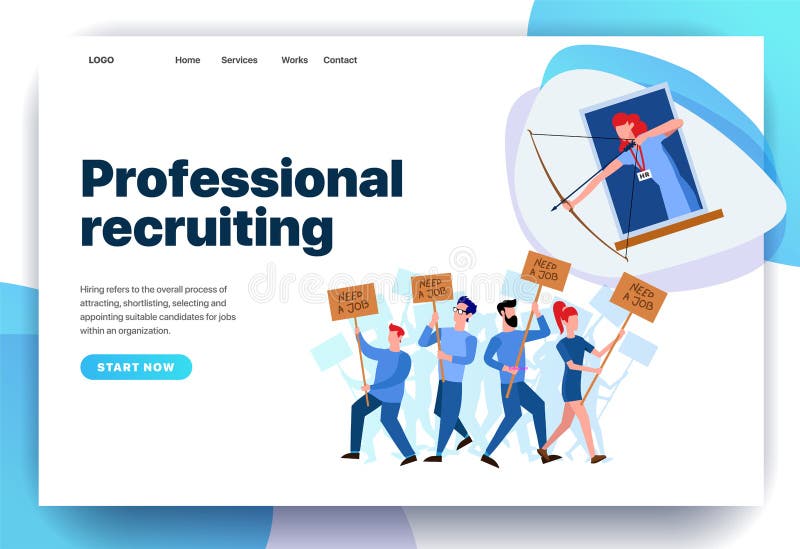 Modelli di progettazione della pagina Web per il reclutamento professionale illustrazione vettoriale