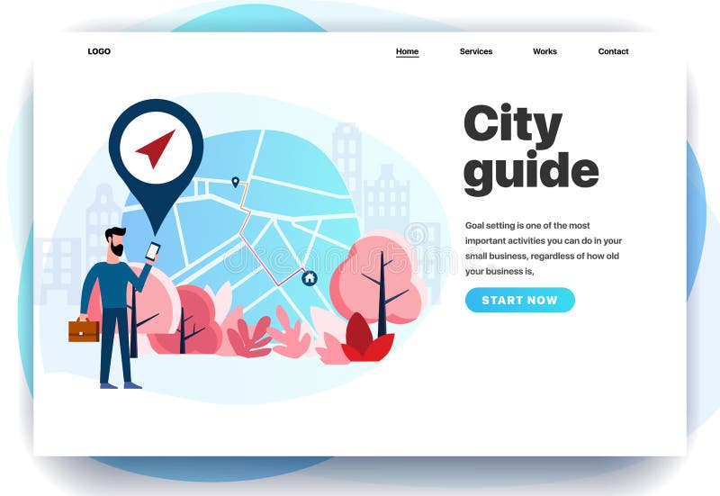 Modelli di progettazione della pagina Web per la guida del ‹del †del ‹del †della città illustrazione vettoriale