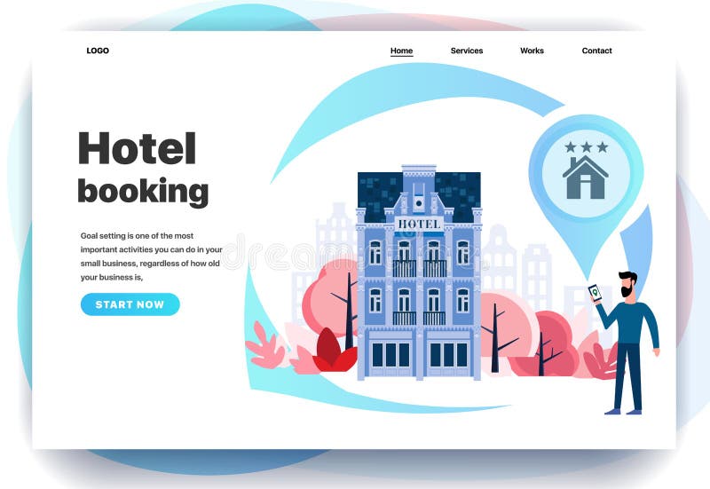 Modelli di progettazione della pagina Web per la prenotazione di hotel royalty illustrazione gratis