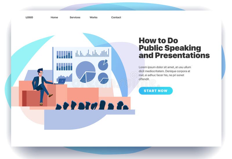 Modelli di progettazione della pagina Web per la prestazione pubblica illustrazione di stock
