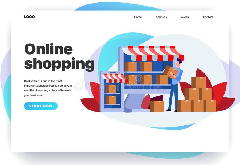 Modelli di progettazione della pagina Web per le vendite online illustrazione vettoriale
