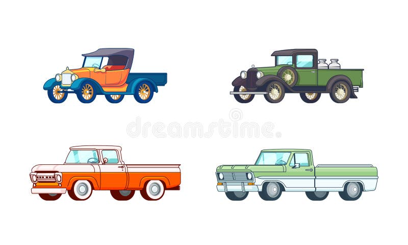 Modelli variopinti del camioncino messi royalty illustrazione gratis