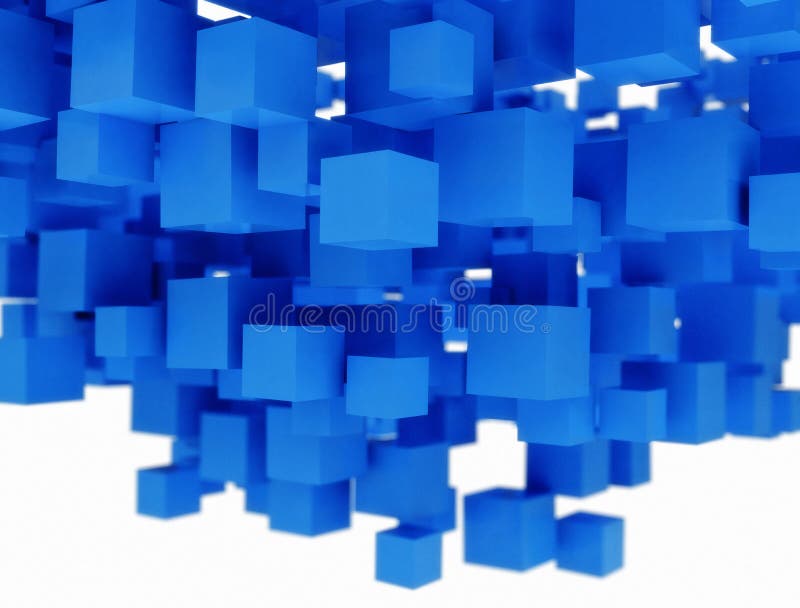 Modello astratto degli ambiti di provenienza dei cubi del blu 3D royalty illustrazione gratis Modello astratto degli ambiti di provenienza dei cubi del blu 3D royalty illustrazione gratis