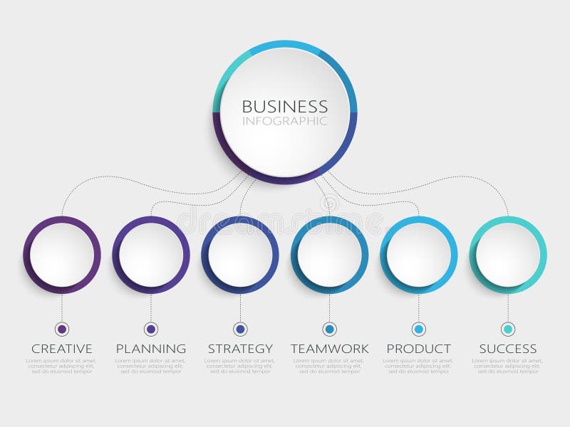 Modello astratto di 3D Infographic con 6 punti per successo Modello del circolo con le opzioni per l'opuscolo, diagramma, flusso illustrazione di stock