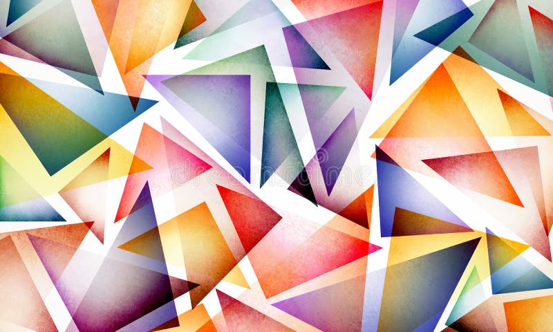 Bright colorful abstract background design with layers of triangle shapes in bold colors of yellow red blue green purple orange gold and pink, modern contemporary trend. Bright colorful abstract background design with layers of triangle shapes in bold colors of yellow red blue green purple orange gold and pink, modern contemporary trend