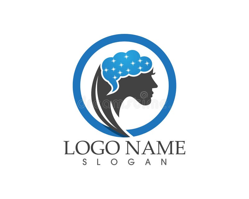 Modello astuto di logo di idea della donna illustrazione di stock