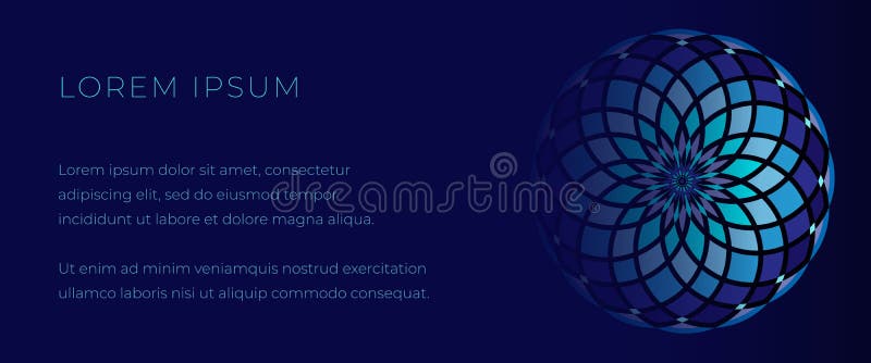 Modello blu profondo per l'insegna di web con la mandala del mosaico illustrazione vettoriale Modello blu profondo per l'insegna di web con la mandala del mosaico illustrazione vettoriale