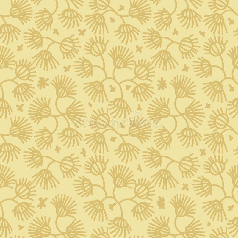Modello botanico di vettore senza cuciture con floreale giallo semplice illustrazione di stock Modello botanico di vettore senza cuciture con floreale giallo semplice illustrazione di stock