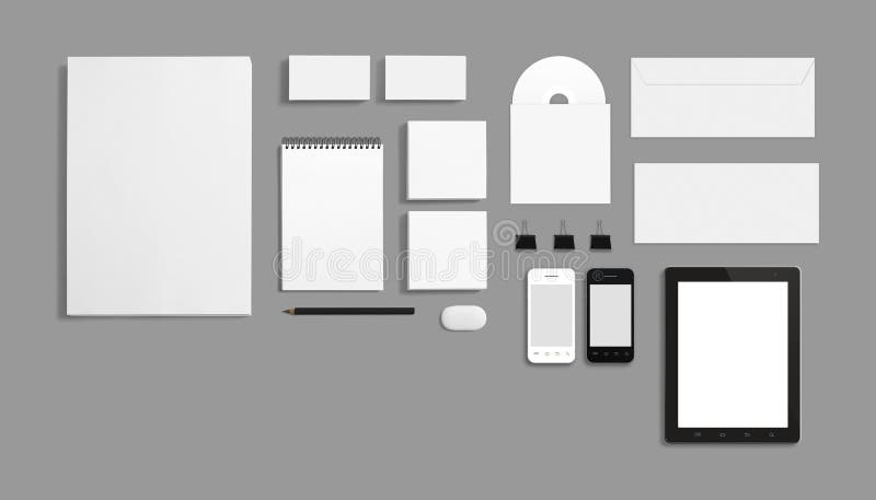 Modello corporativo di identificazione della cancelleria in bianco isolato su grey royalty illustrazione gratis Modello corporativo di identificazione della cancelleria in bianco isolato su grey royalty illustrazione gratis