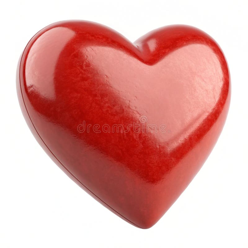 Modello 3D con cuore d'amore realistico e isolato. Cuore d'amore 3D di alta qualità con trame realistiche isolate su fondo bianco