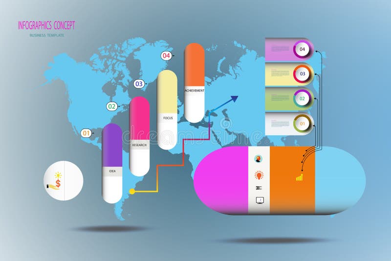 Modello 3D di timline di Iinfographic con l'icona per l'introduzione sul mercato illustrazione vettoriale Modello 3D di timline di Iinfographic con l'icona per l'introduzione sul mercato illustrazione vettoriale