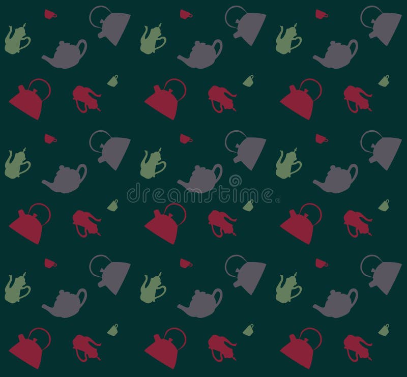 Modello dei bollitori differenti su un fondo grigio royalty illustrazione gratis Modello dei bollitori differenti su un fondo grigio royalty illustrazione gratis