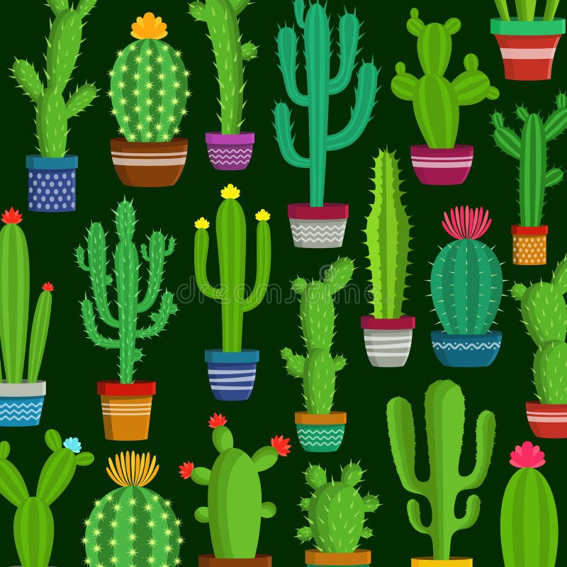 Modello del cactus di vettore illustrazione di stock Modello del cactus di vettore illustrazione di stock