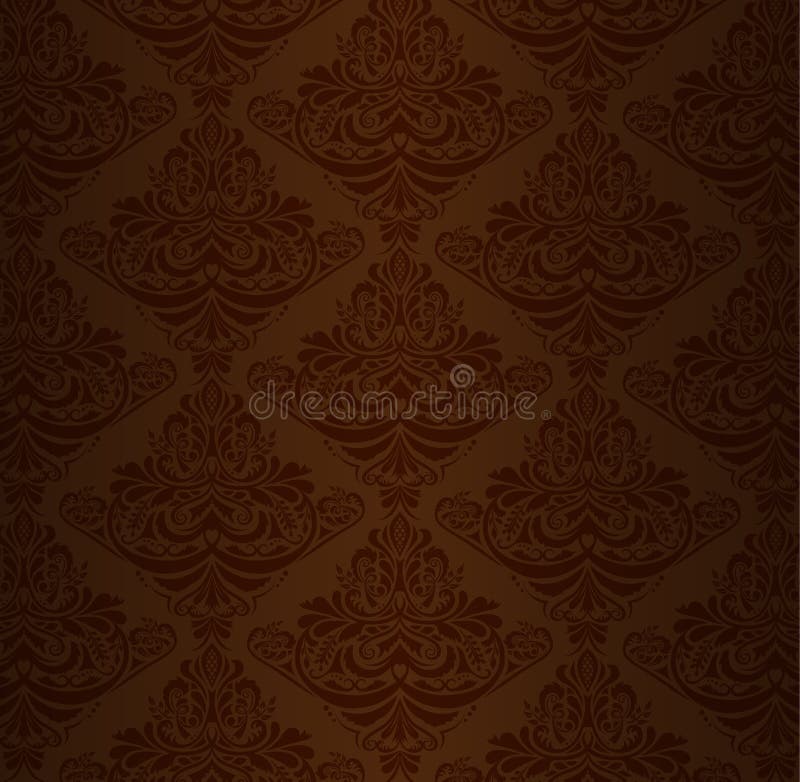 Modello del damasco di Brown con l'ornamento floreale d'annata