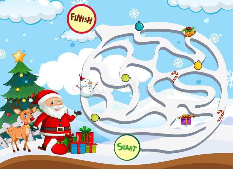 Modello del gioco del labirinto di Natale royalty illustrazione gratis Modello del gioco del labirinto di Natale royalty illustrazione gratis
