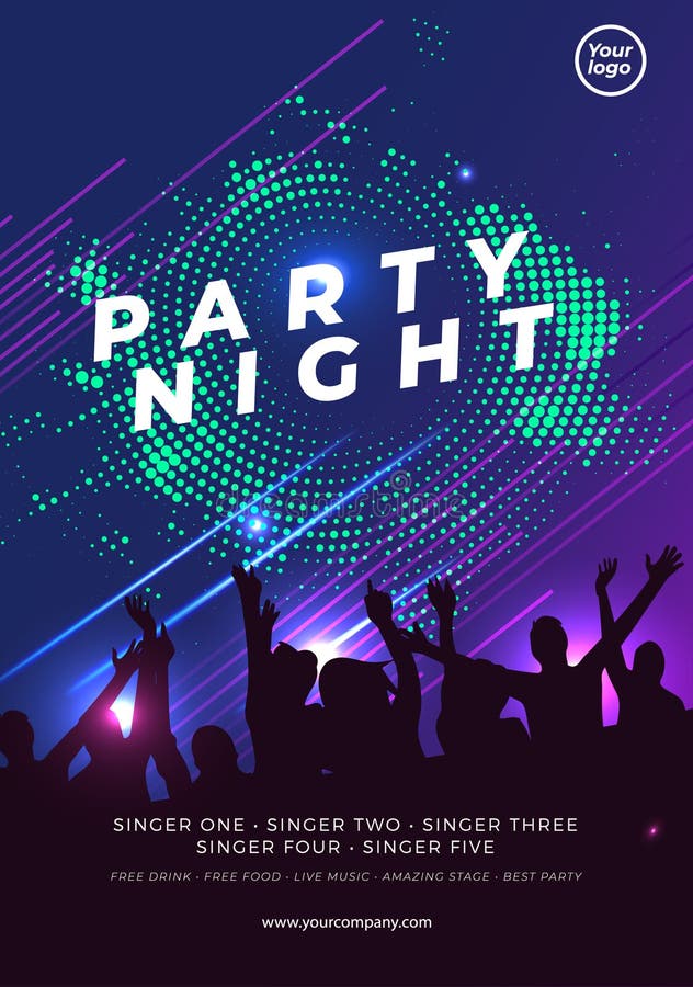 Modello del manifesto del club di musica del partito di ballo di notte Invito dell'aletta di filatoio di evento del partito