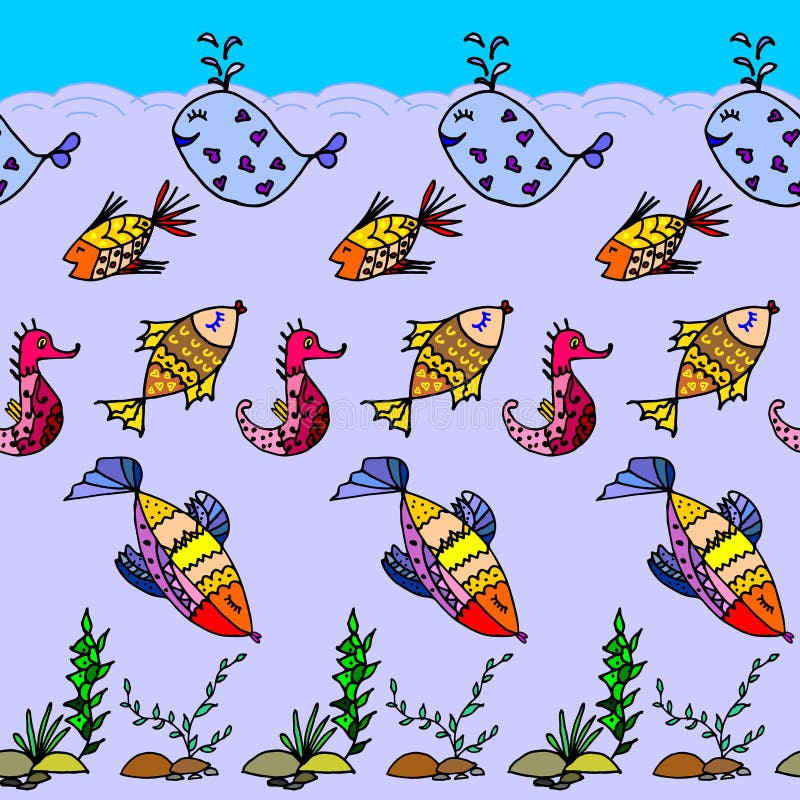Modello del pesce del fumetto royalty illustrazione gratis Modello del pesce del fumetto royalty illustrazione gratis