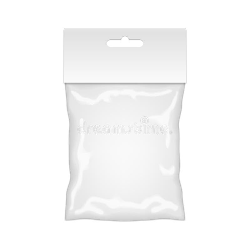 Modello del sacchetto di plastica pronto per la vostra progettazione Imballaggio in bianco