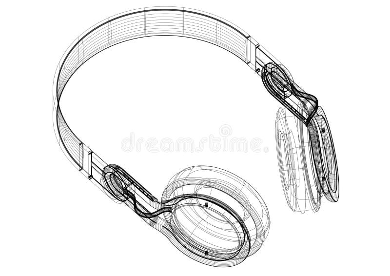 Modello dell'architetto delle cuffie - isolato illustrazione di stock Modello dell'architetto delle cuffie - isolato illustrazione di stock