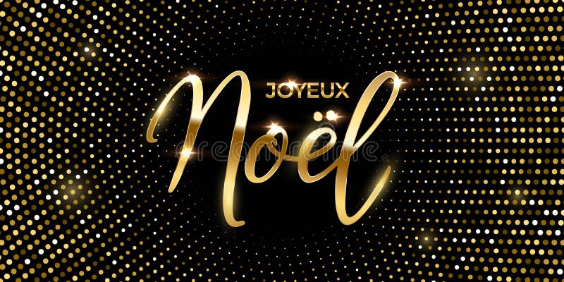 Modello della carta di design di lusso per natale francese con sfondo mezzitone. brillare con scintille joyeux, noel text and dot illustrazione vettoriale