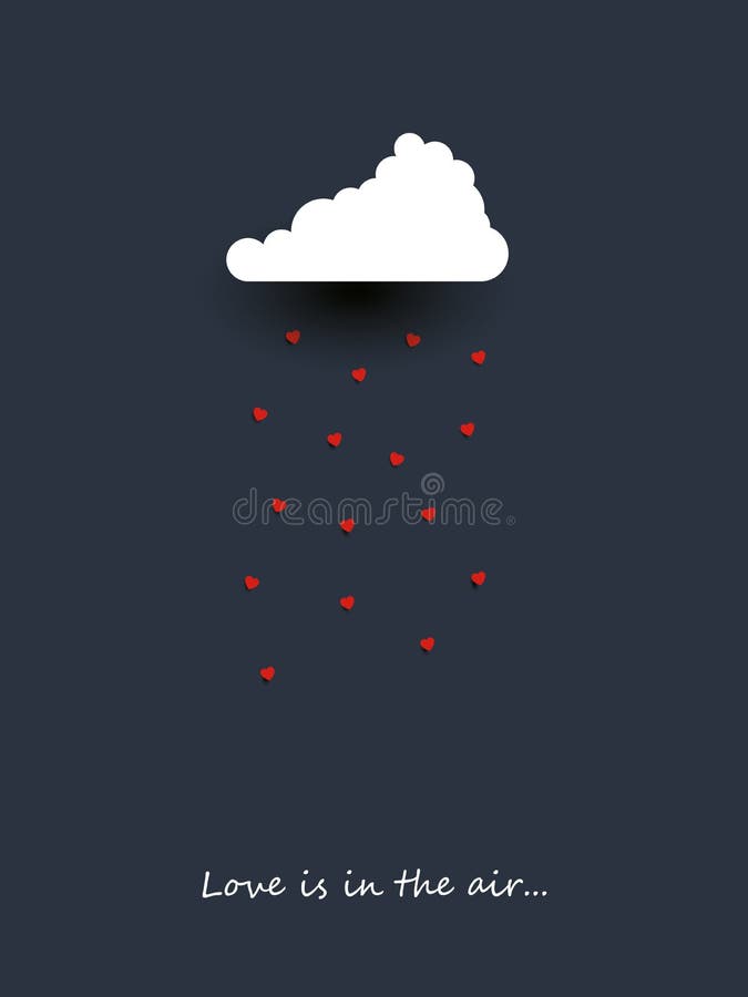 Modello della carta di giorno di S. Valentino con la nuvola che piove i cuori Fumetto minimalista adorabile romantico Simbolo di royalty illustrazione gratis