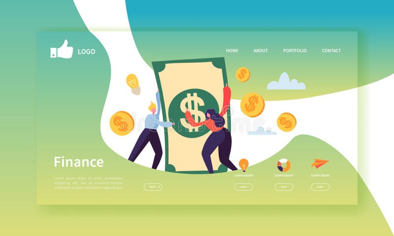 Modello della pagina di atterraggio di finanza e di affari Disposizione del sito Web con i caratteri piani della gente che fanno illustrazione vettoriale Modello della pagina di atterraggio di finanza e di affari Disposizione del sito Web con i caratteri piani della gente che fanno illustrazione vettoriale