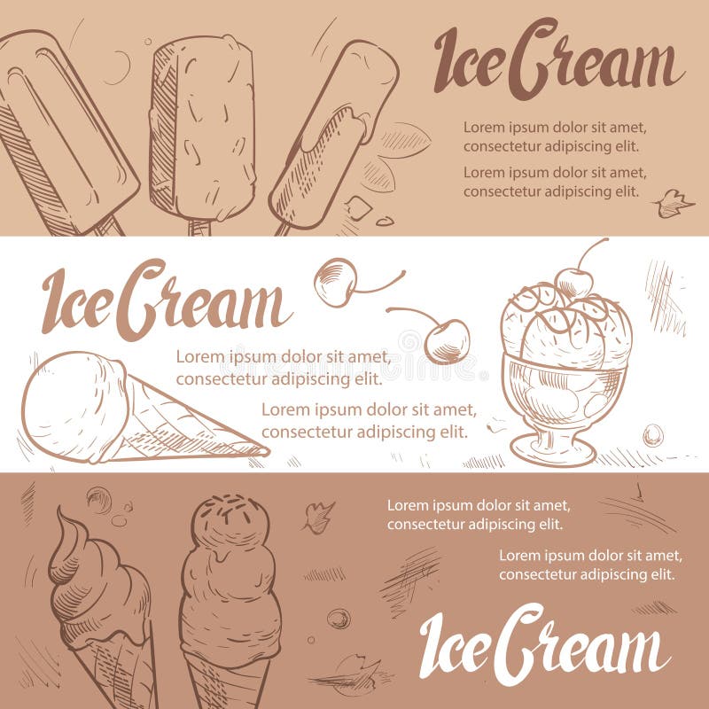 Modello delle insegne del gelato di schizzo royalty illustrazione gratis Modello delle insegne del gelato di schizzo royalty illustrazione gratis