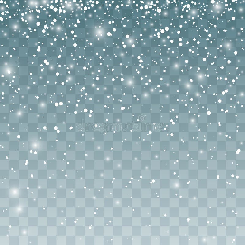Modello delle precipitazioni nevose Fiocchi di neve di caduta Illustrazione di vettore isolata su fondo trasparente