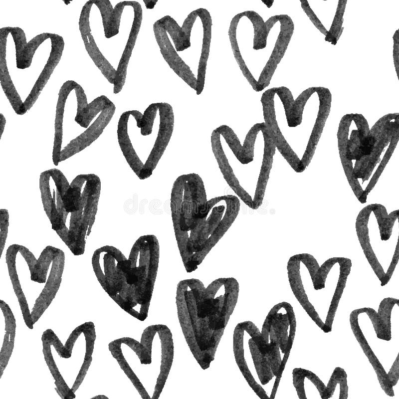 Modello dello schizzo disegnato a mano di vettore dei cuori Fondo senza cuciture di arte del cuore disegnato a mano dal disegno d illustrazione vettoriale